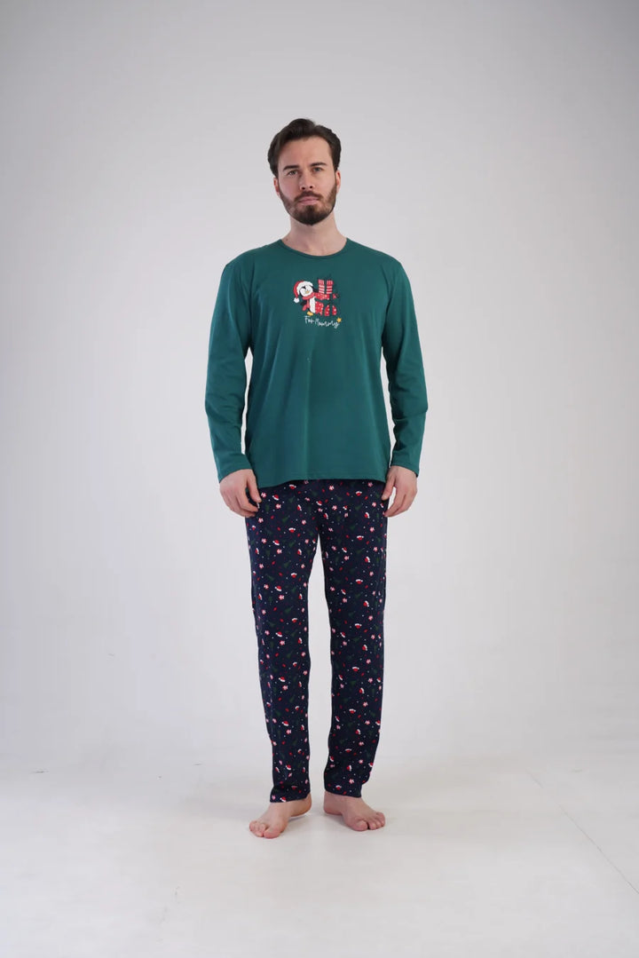 Piżama Męska Vienetta Winter Joy, Zielony, r. S-XL