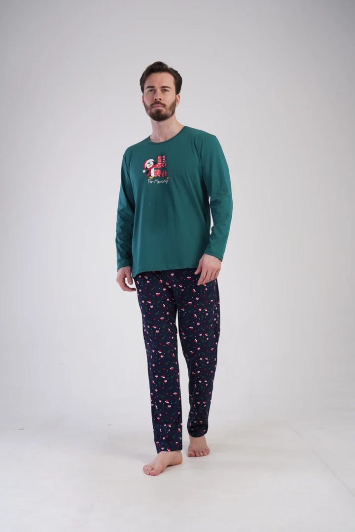 Piżama Męska Vienetta Winter Joy, Zielony, r. S-XL