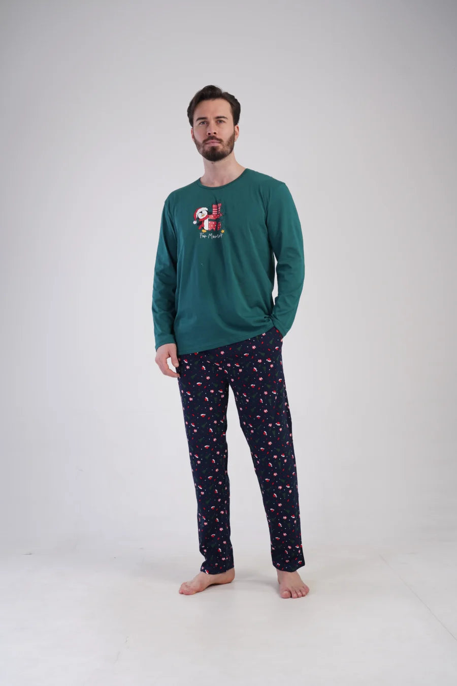 Piżama Męska Vienetta Winter Joy, Zielony, r. S-XL