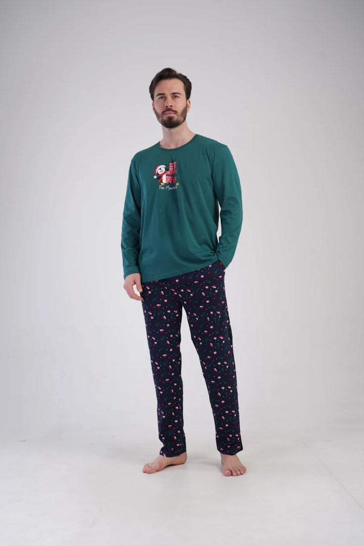 Piżama Męska Vienetta Winter Joy, Zielony, r. S-XL