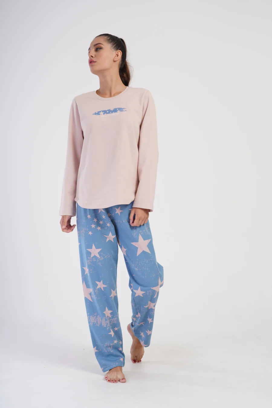 Piżama Damska Ocieplana Vienetta Night Sky, Różowy, r. 1XL-4XL