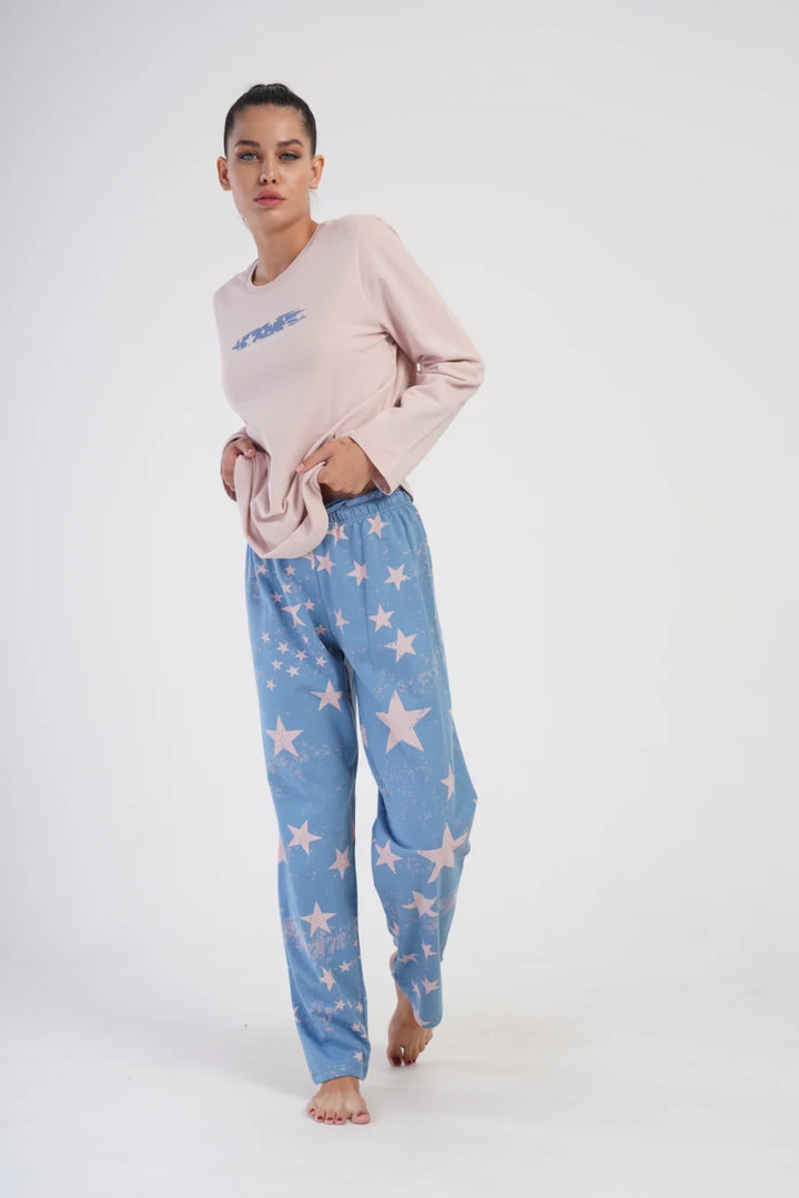 Piżama Damska Ocieplana Vienetta Night Sky, Różowy, r. 1XL-4XL