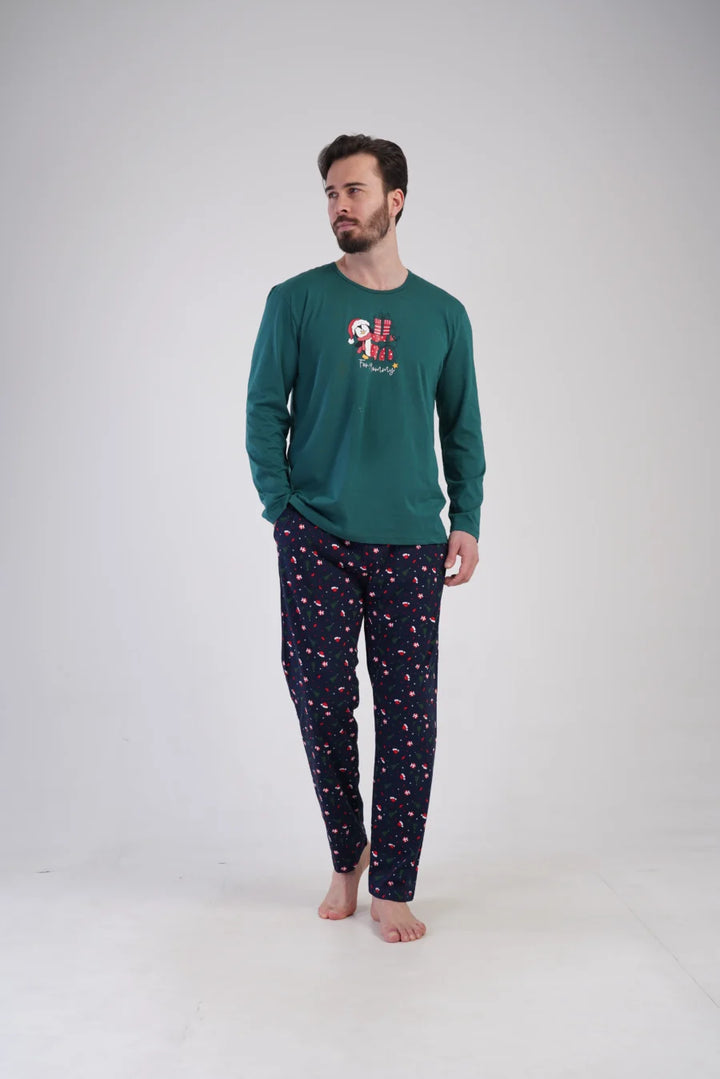 Piżama Męska Vienetta Winter Joy, Zielony, r. S-XL