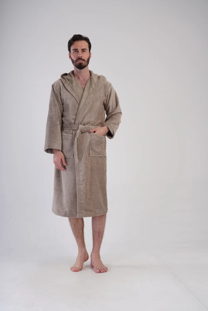 Szlafrok męski Vienetta Beige Night, Beżowy, r. L-XXL