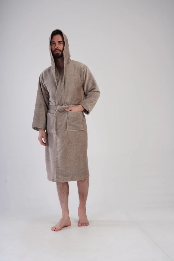 Szlafrok męski Vienetta Beige Night, Beżowy, r. L-XXL