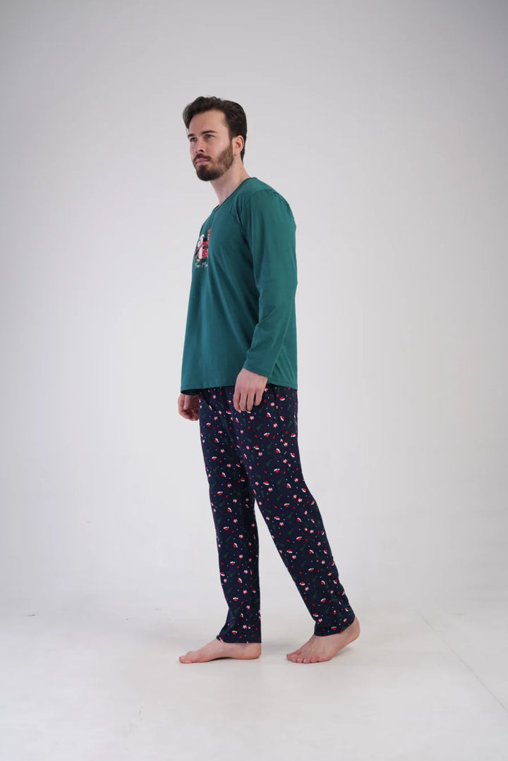 Piżama Męska Vienetta Winter Joy, Zielony, r. S-XL