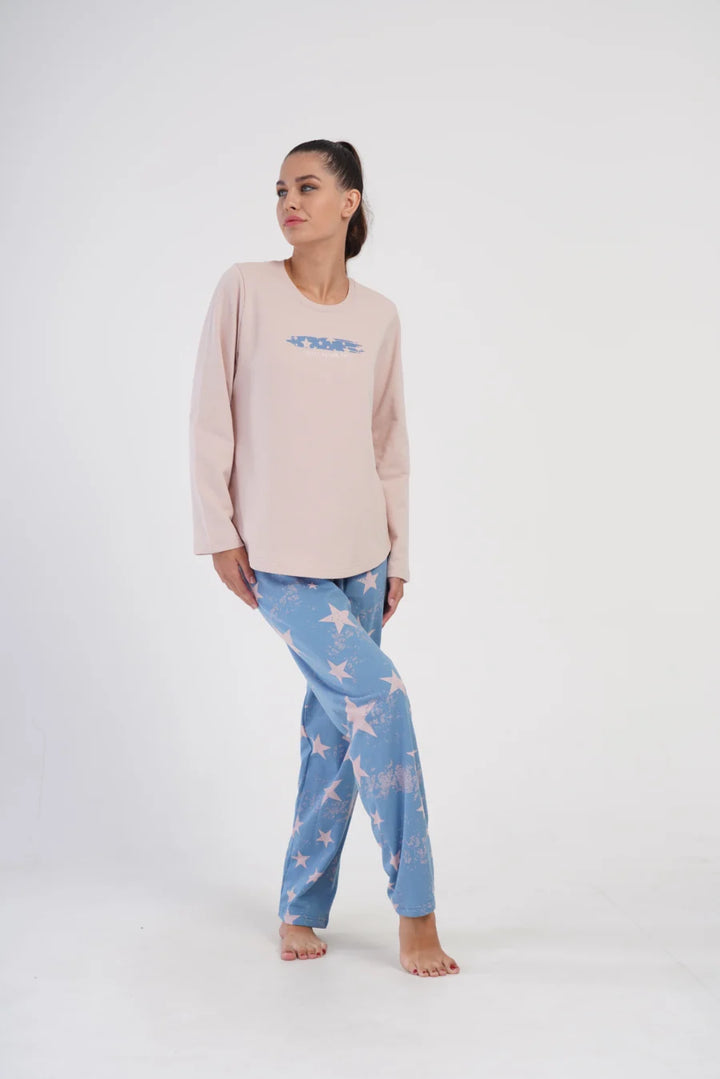 Piżama Damska Ocieplana Vienetta Night Sky, Różowy, r. 1XL-4XL