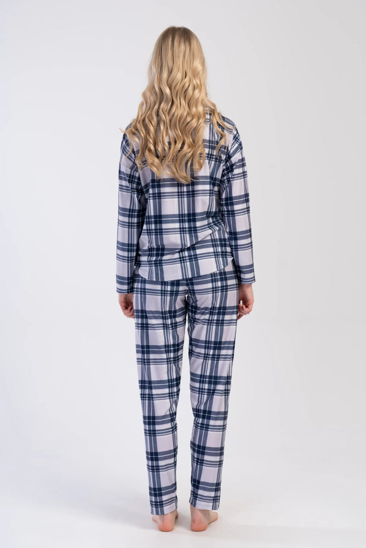 Piżama Damska Vienetta Cozy Check, Szary, r. S-XL