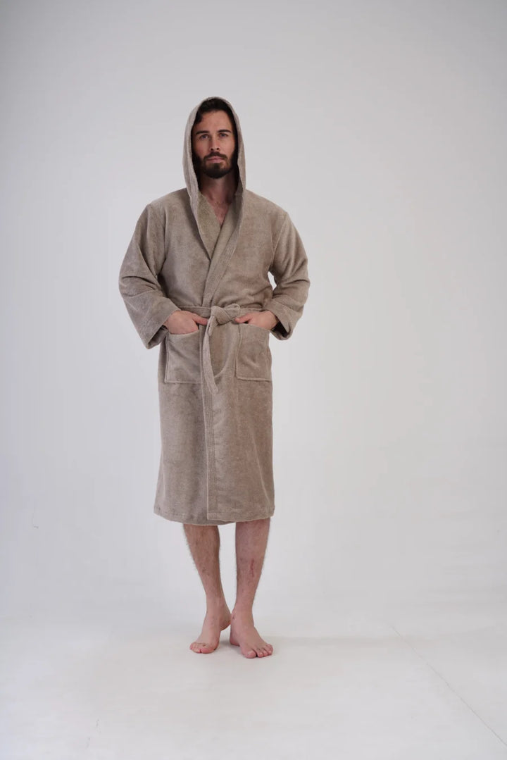 Szlafrok męski Vienetta Beige Night, Beżowy, r. L-XXL