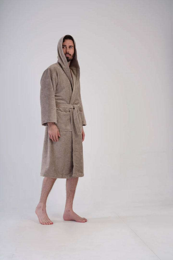 Szlafrok męski Vienetta Beige Night, Beżowy, r. L-XXL