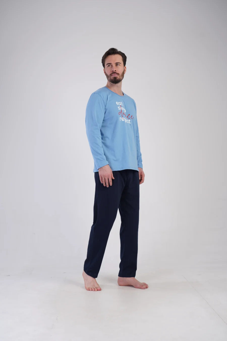 Piżama Męska Vienetta Eat Sleep Dance, Niebieski, r. S-XL