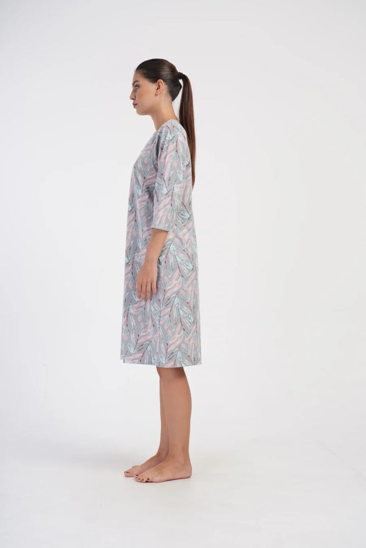 Szlafrok damski Vienetta Floral Cover, Szary, r. 1XL-4XL