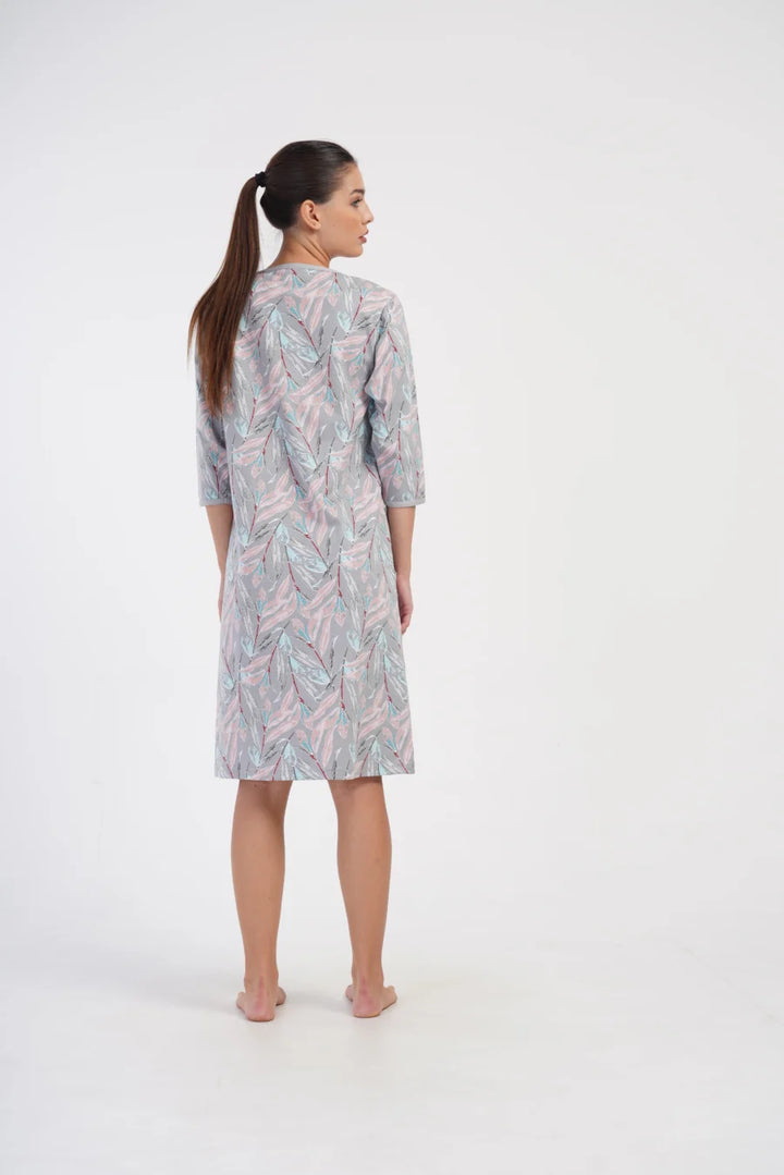 Szlafrok damski Vienetta Floral Cover, Szary, r. 1XL-4XL
