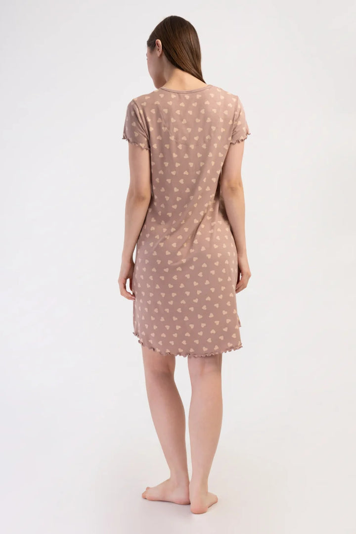 Koszula Nocna Vienetta Beige Hearts, Beżowy, r. S-XL