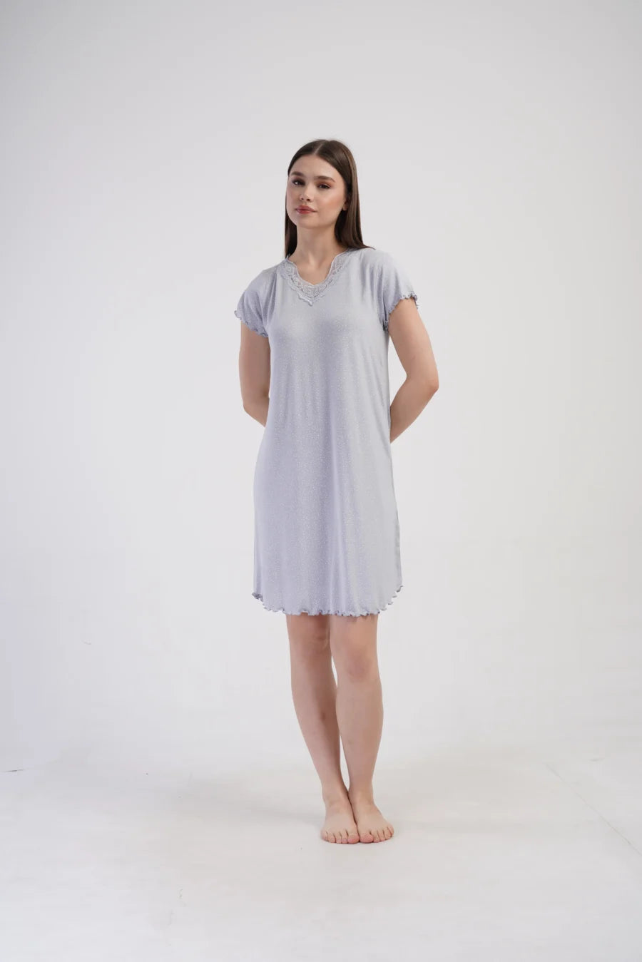 Koszula Nocna Vienetta White Dots, Szary, r. 1XL - 4XL