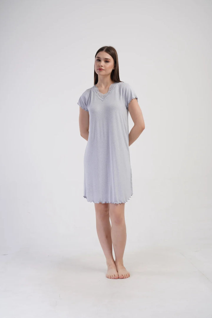 Koszula Nocna Vienetta White Dots, Szary, r. 1XL - 4XL