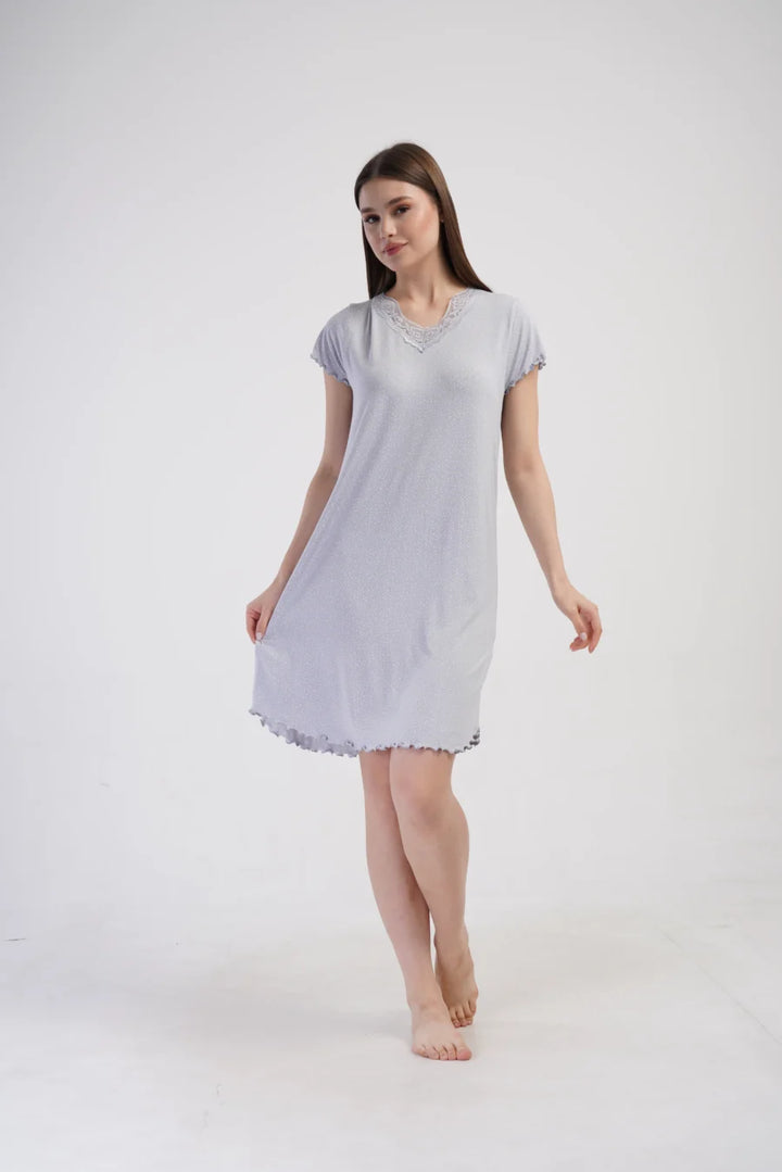 Koszula Nocna Vienetta White Dots, Szary, r. 1XL - 4XL