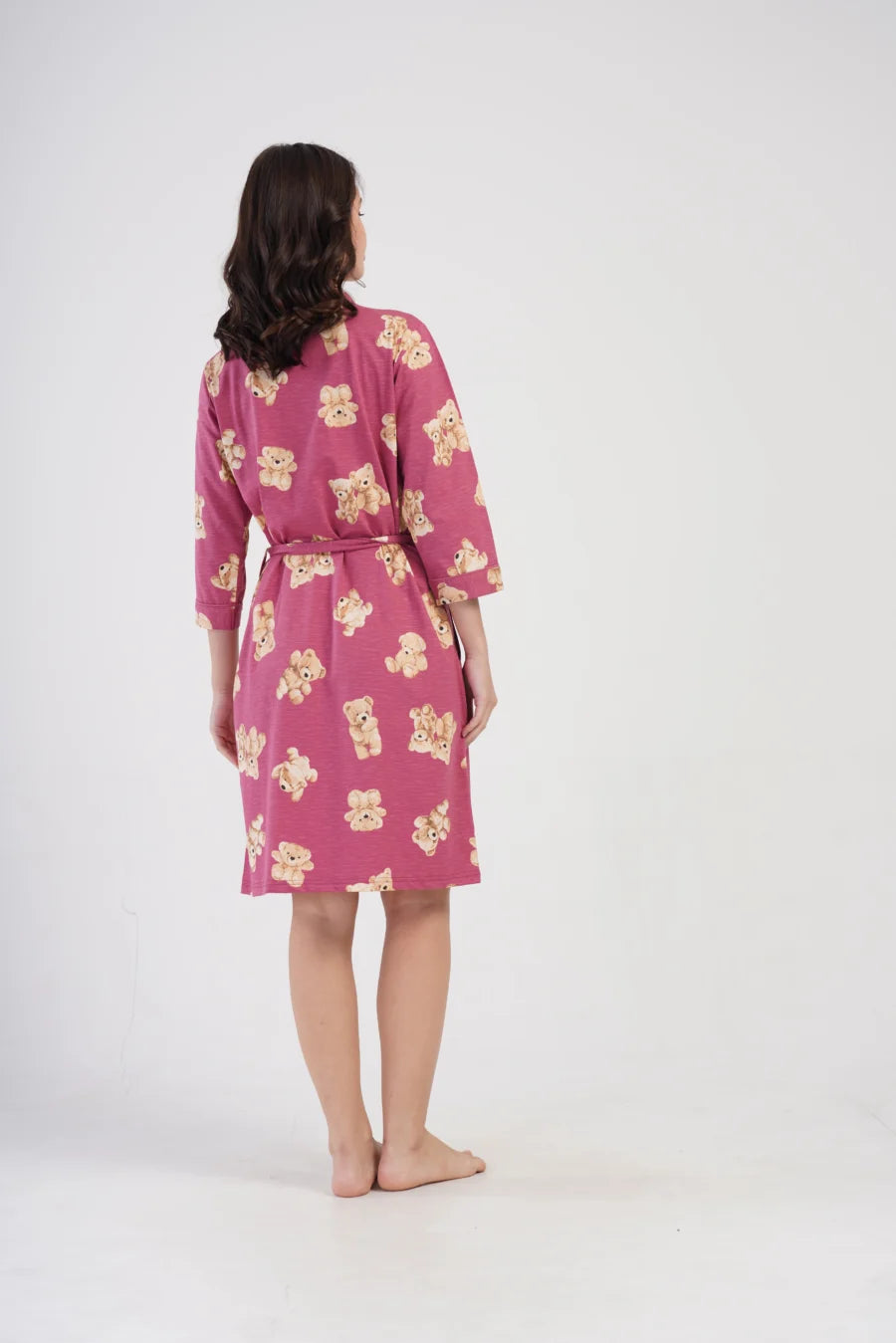 Szlafrok damski Bear Night, Różowy, r. S-XL