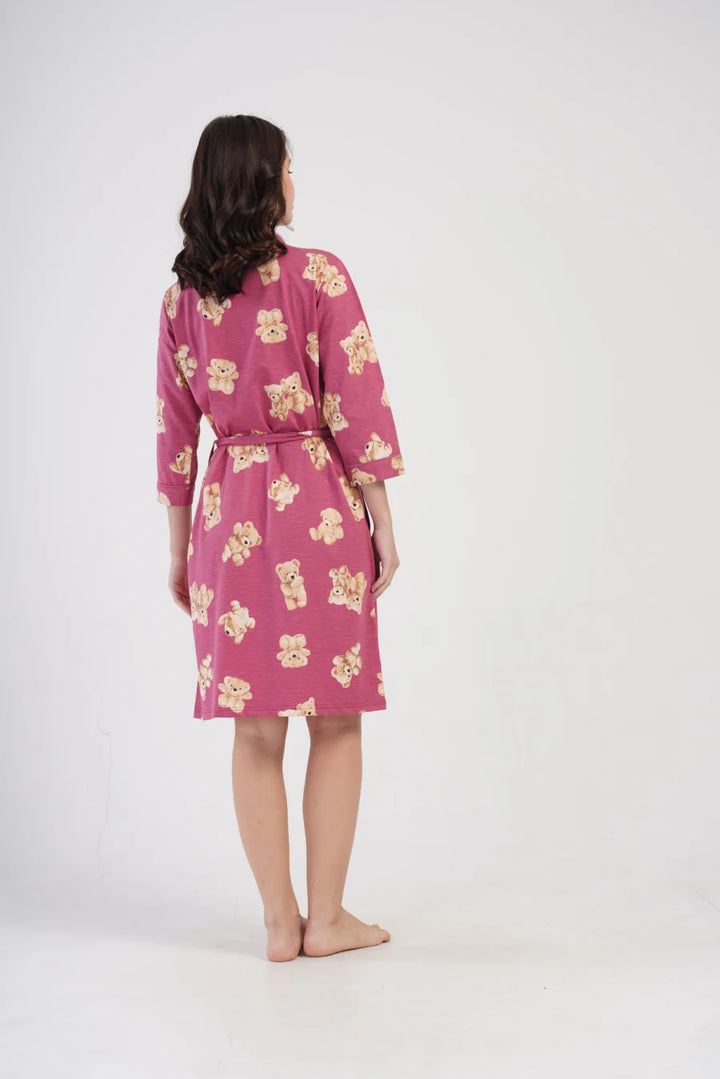 Szlafrok damski Bear Night, Różowy, r. S-XL