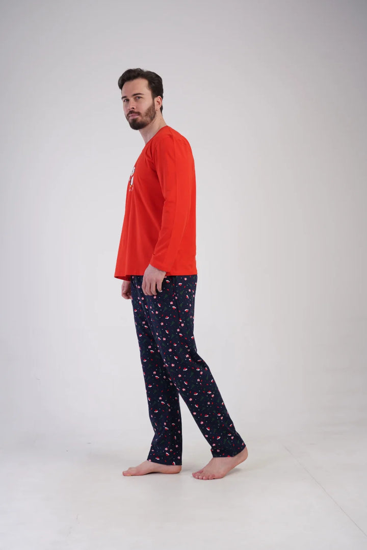Piżama Męska Vienetta Winter Joy, Czerwony, r. S-XL