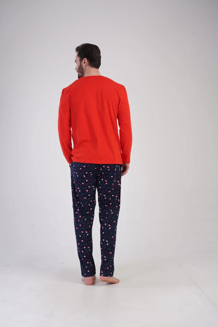 Piżama Męska Vienetta Winter Joy, Czerwony, r. S-XL