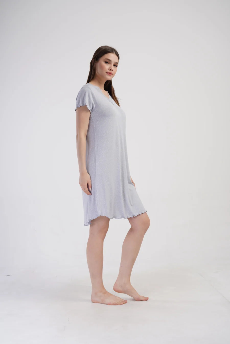 Koszula Nocna Vienetta White Dots, Szary, r. 1XL - 4XL