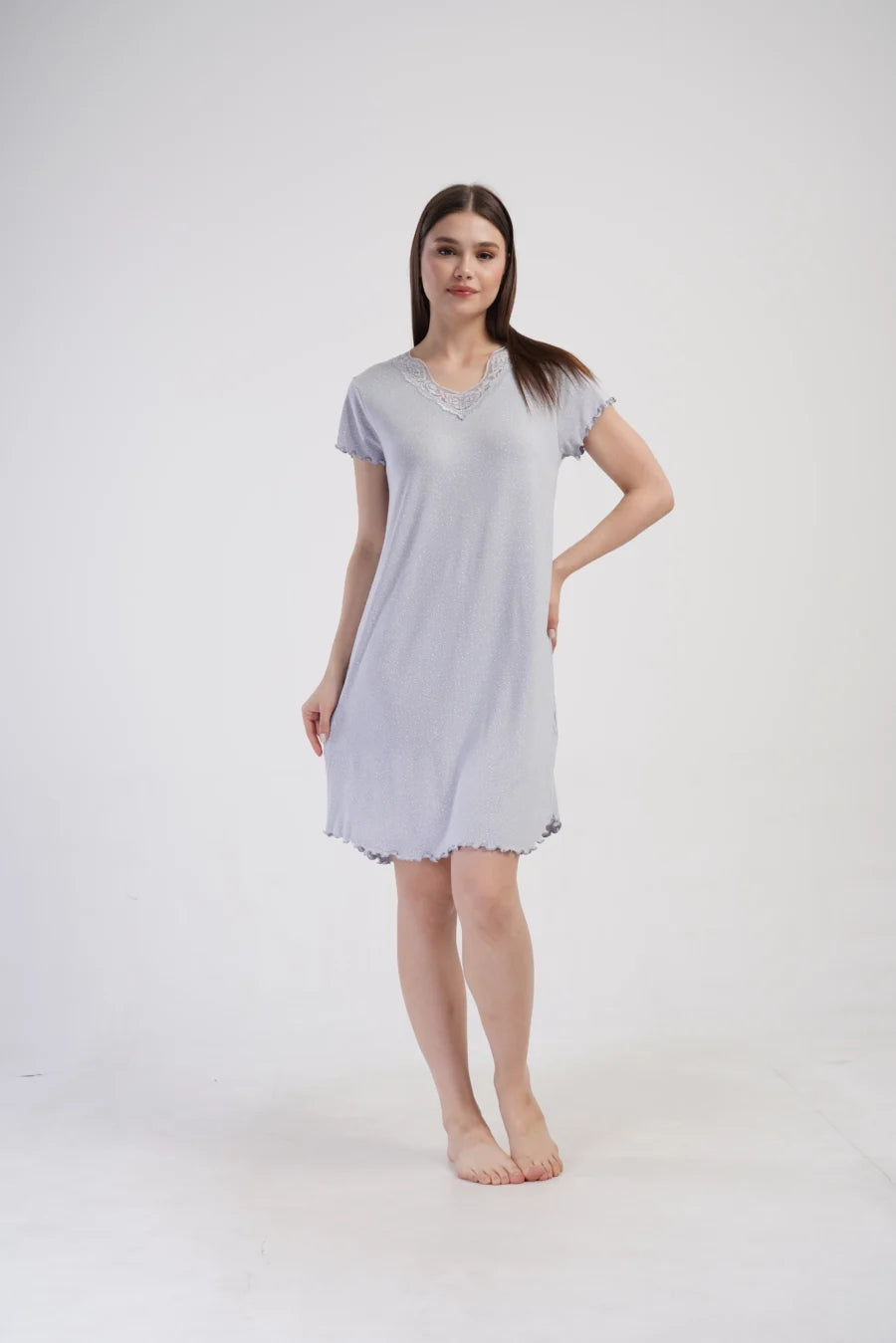 Koszula Nocna Vienetta White Dots, Szary, r. 1XL - 4XL