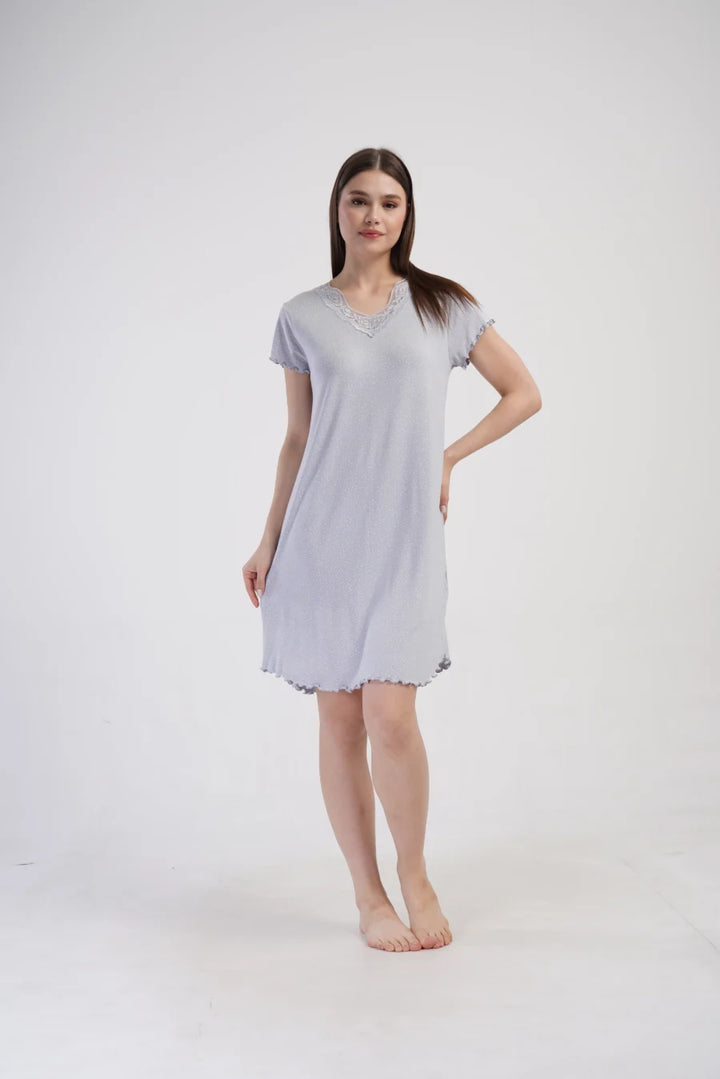 Koszula Nocna Vienetta White Dots, Szary, r. 1XL - 4XL