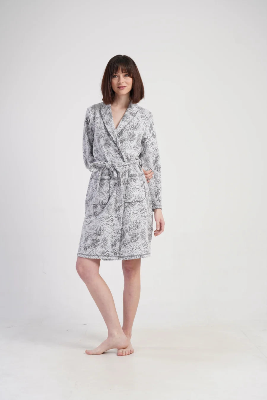 Szlafrok damski Vienetta Feather Grace, Szary, r. M-XXL