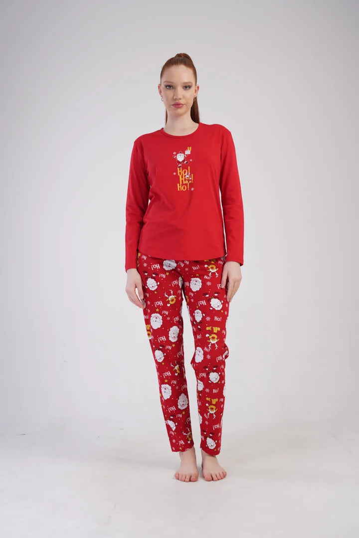 Piżama Damska Vienetta Santa Vibes, Czerwony, r. S-XL