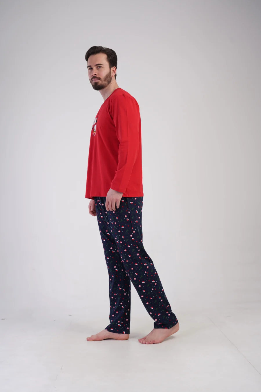 Piżama Męska Vienetta Winter Joy, Czerwony, r. S-XL