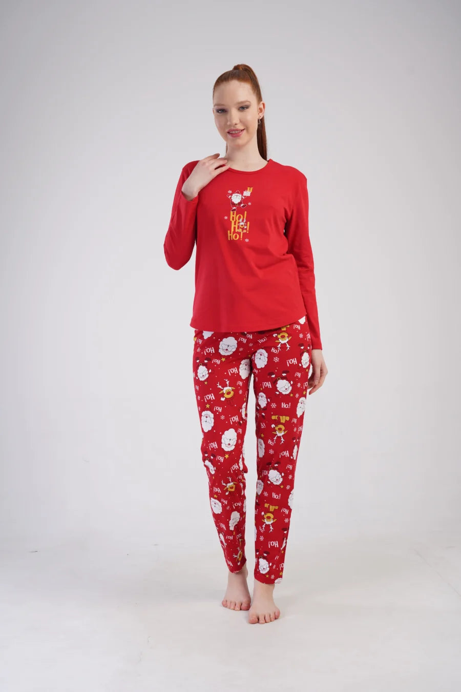 Piżama Damska Vienetta Santa Vibes, Czerwony, r. S-XL