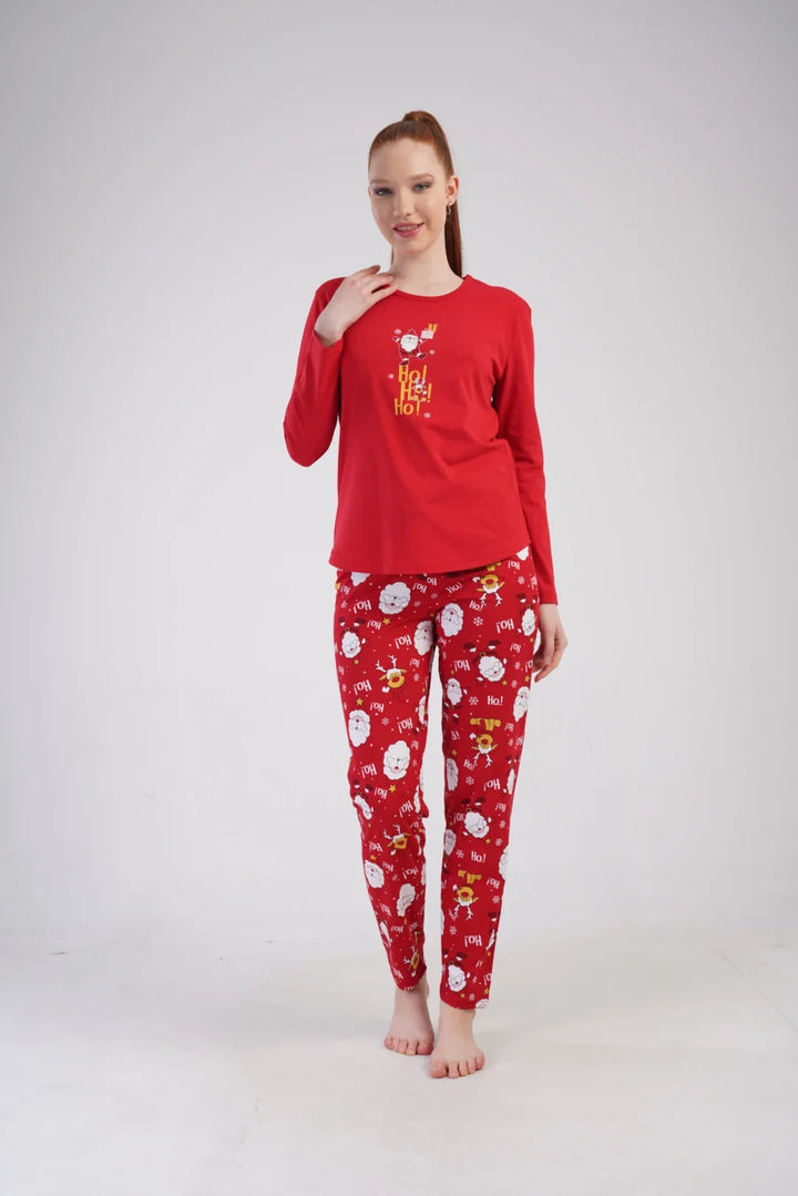 Piżama Damska Vienetta Santa Vibes, Czerwony, r. S-XL