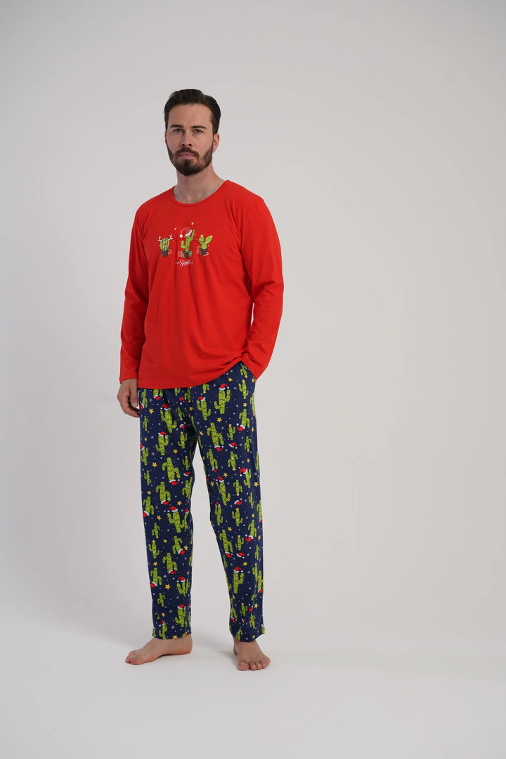 Piżama Męska Vienetta Winter Time, Czerwony, r. S-XL