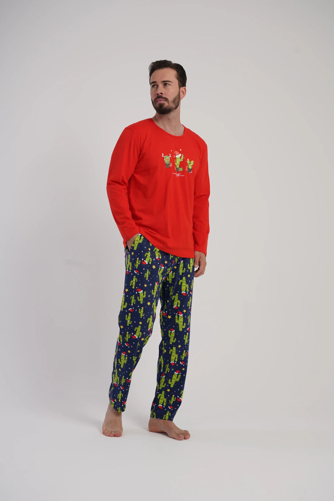 Piżama Męska Vienetta Winter Time, Czerwony, r. S-XL