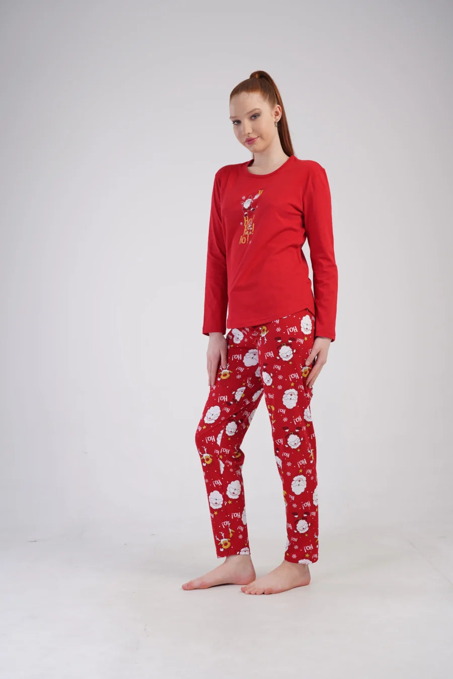 Piżama Damska Vienetta Santa Vibes, Czerwony, r. S-XL