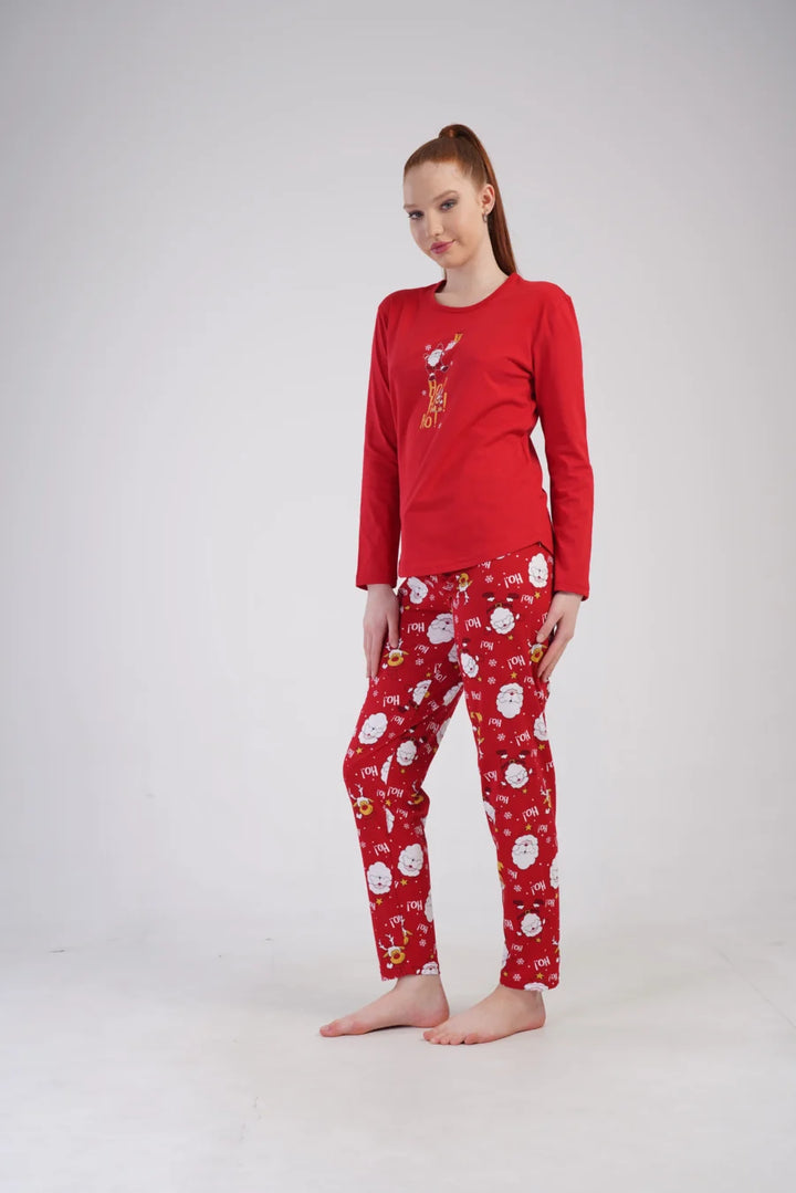 Piżama Damska Vienetta Santa Vibes, Czerwony, r. S-XL
