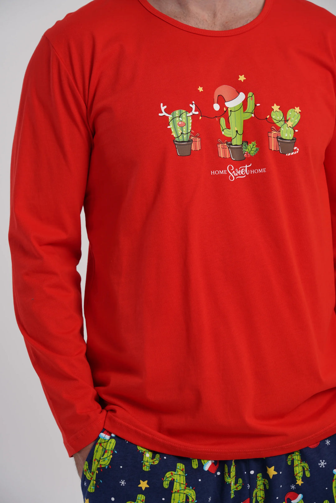 Piżama Męska Vienetta Winter Time, Czerwony, r. S-XL