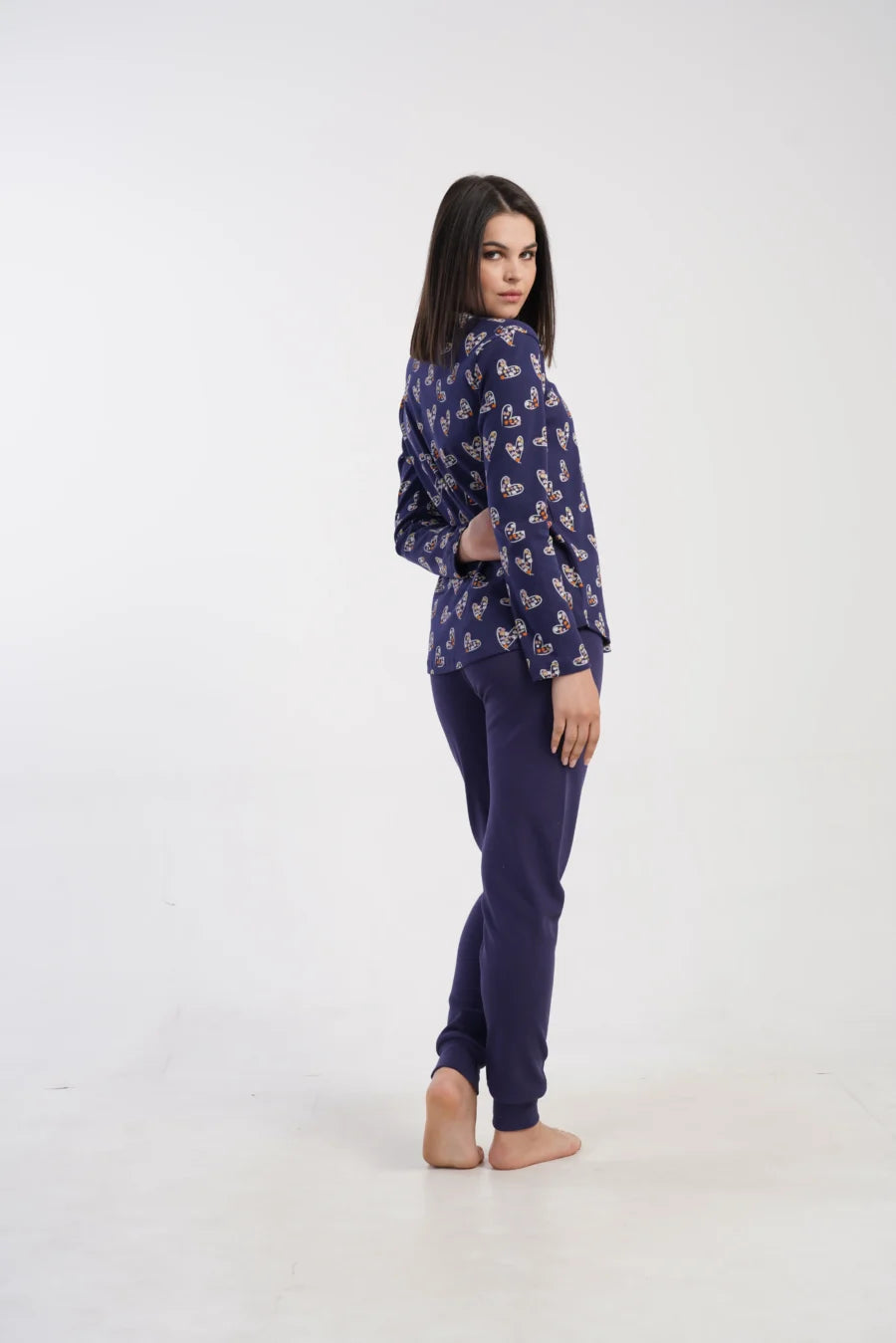 Piżama Damska Vienetta Heart Navy, Granatowy, r. S-XL