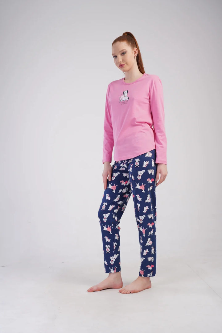 Piżama Damska Vienetta Pet Dreams, Różowy, r. S-XL