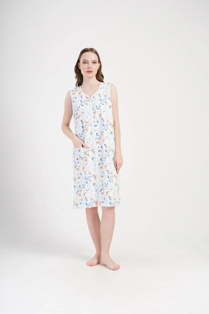 Szlafrok damski Vienetta Floral Comfort, Niebieski, r. M-XXL