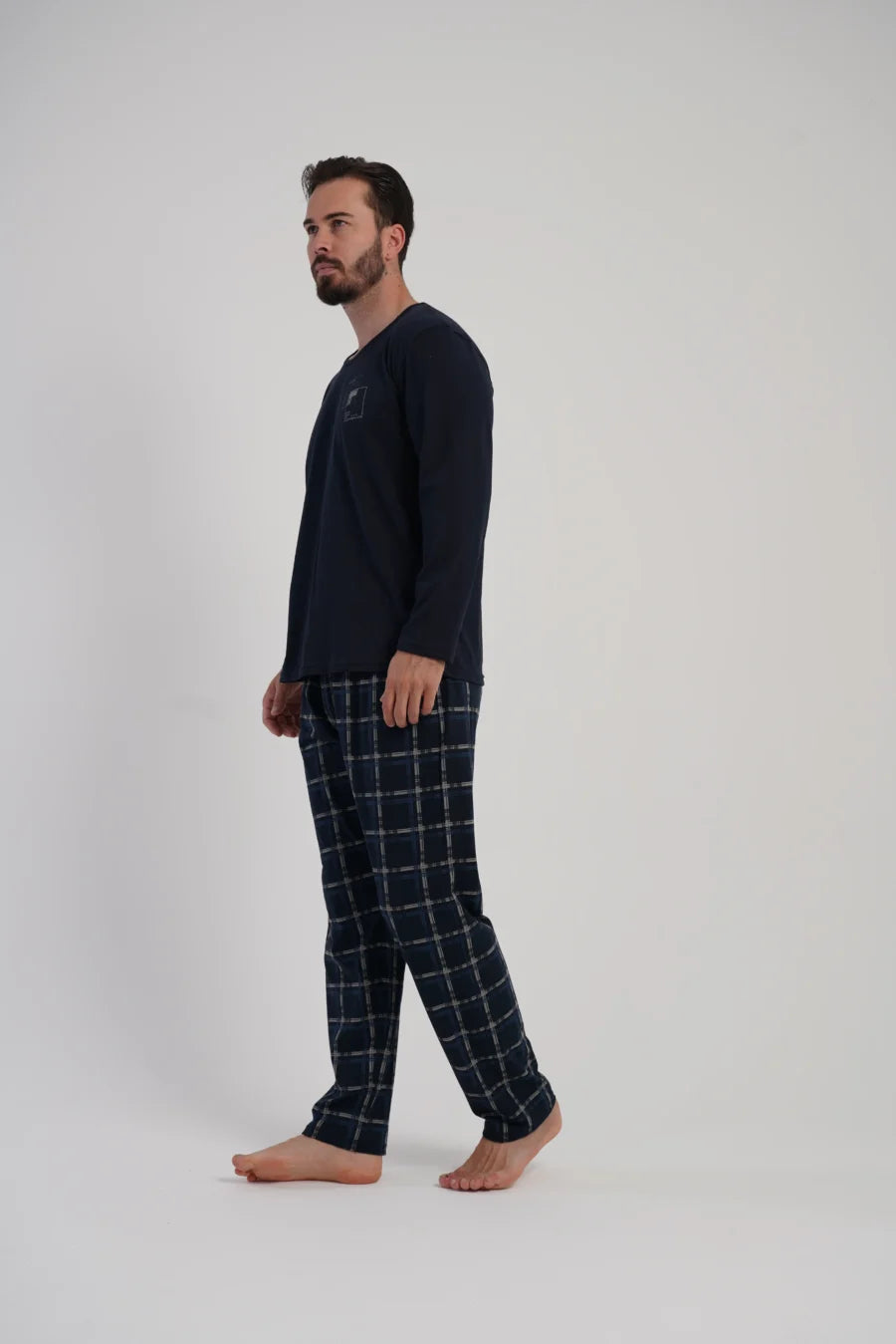 Piżama Męska Vienetta Plaid Set, Granatowy, r. 1XL-4XL