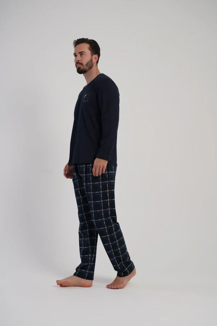 Piżama Męska Vienetta Plaid Set, Granatowy, r. 1XL-4XL