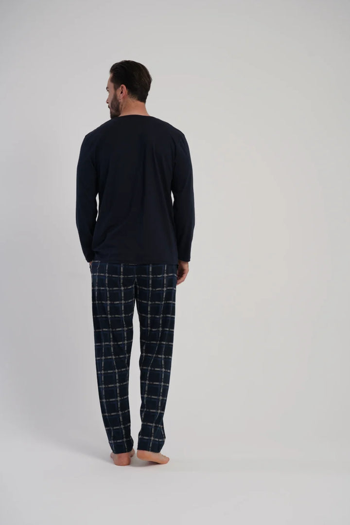 Piżama Męska Vienetta Plaid Set, Granatowy, r. 1XL-4XL