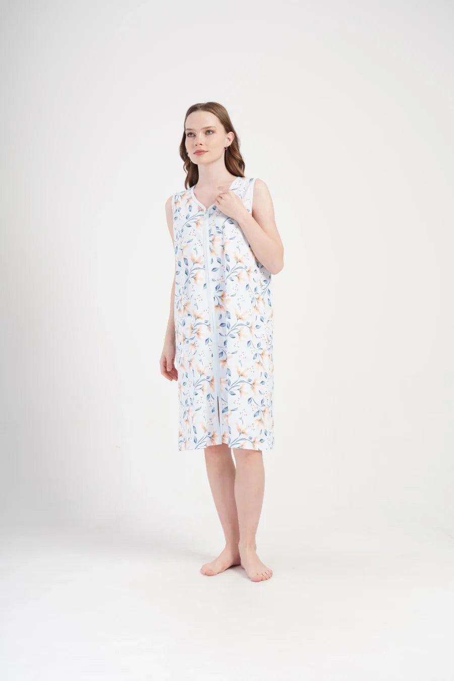 Szlafrok damski Vienetta Floral Comfort, Niebieski, r. M-XXL