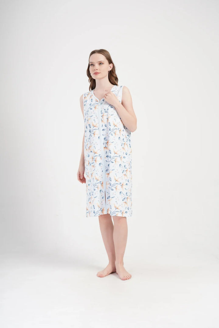 Szlafrok damski Vienetta Floral Comfort, Niebieski, r. M-XXL