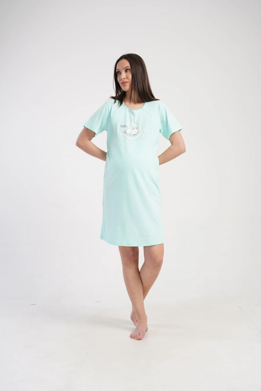 Koszula do Karmienia Vienetta Bunny Dream, Miętowy, r. S-XXL