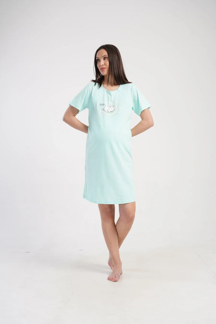 Koszula do Karmienia Vienetta Bunny Dream, Miętowy, r. S-XXL