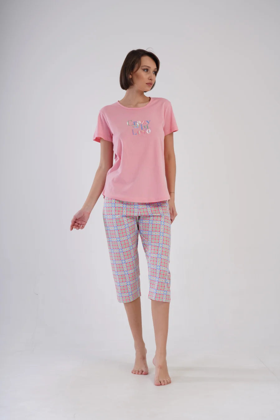 Piżama Damska Vienetta Crazy in Love, Różowy, r. M-XL