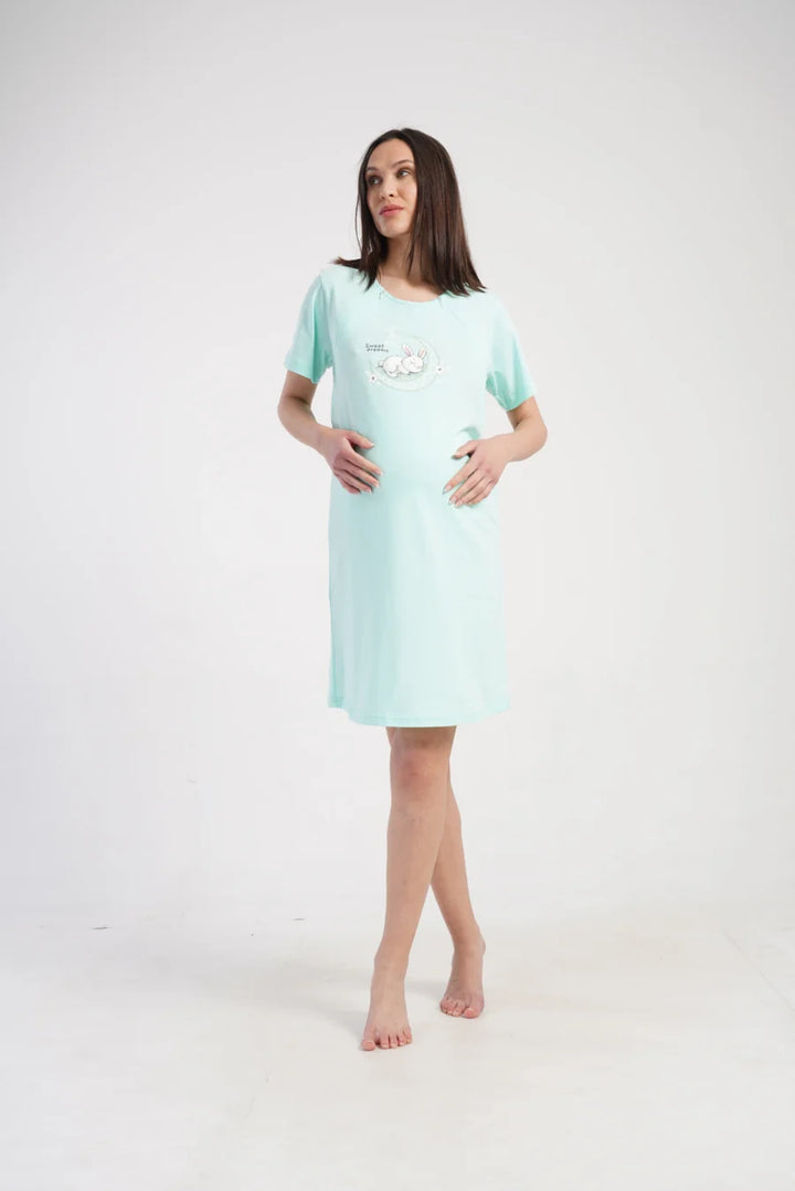 Koszula do Karmienia Vienetta Bunny Dream, Miętowy, r. S-XXL